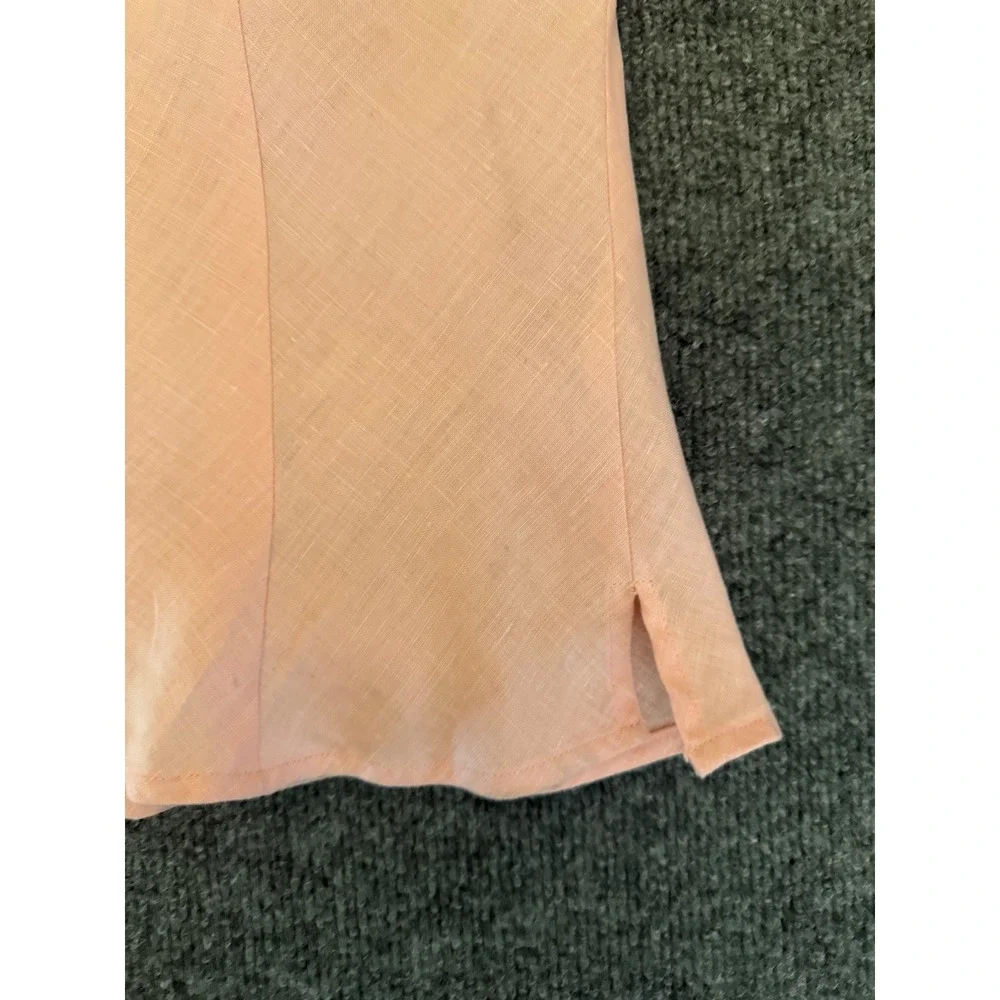 Edward Irish Linen Shirt Womens XL‎ Pink Sleeveless Button Down Quiet Luxury - Picture 10 of 11